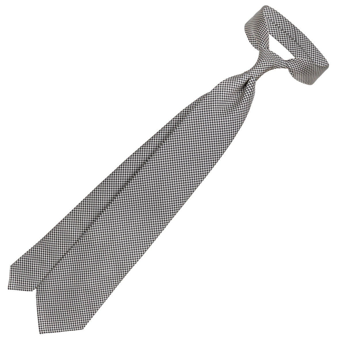 Houndstooth Silk Tie - Black / White - Hand-Rolled