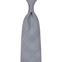 Glencheck Woven Silk Tie - Navy / White - Hand-Rolled