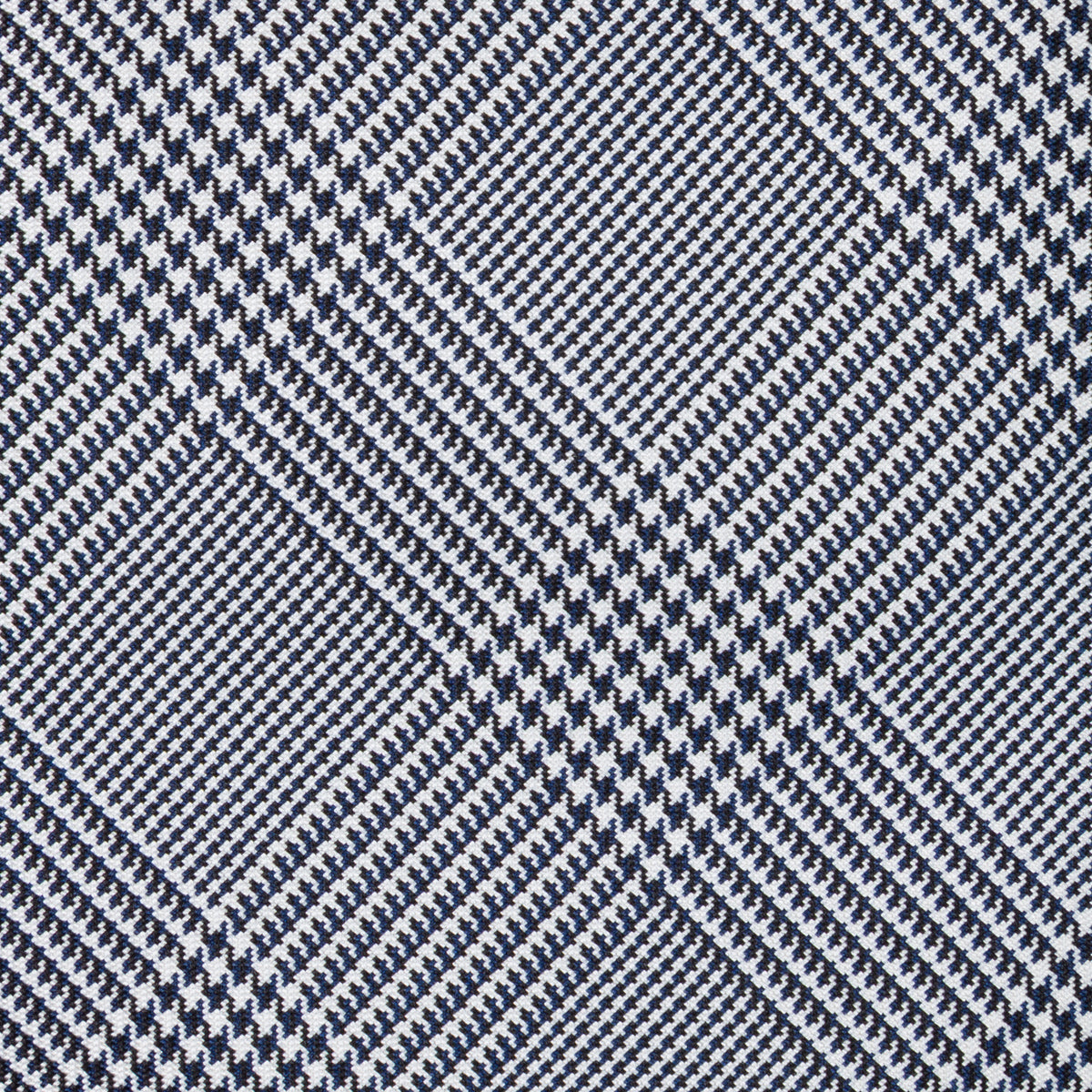 Glencheck Woven Silk Tie - Navy / White - Hand-Rolled