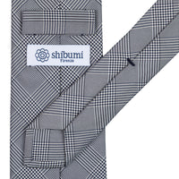 Glencheck Woven Silk Tie - Navy / White - Self-Tipped