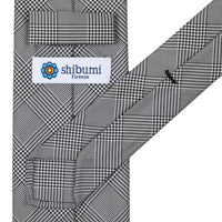 Glencheck Woven Silk Tie - Black / White - Hand-Rolled