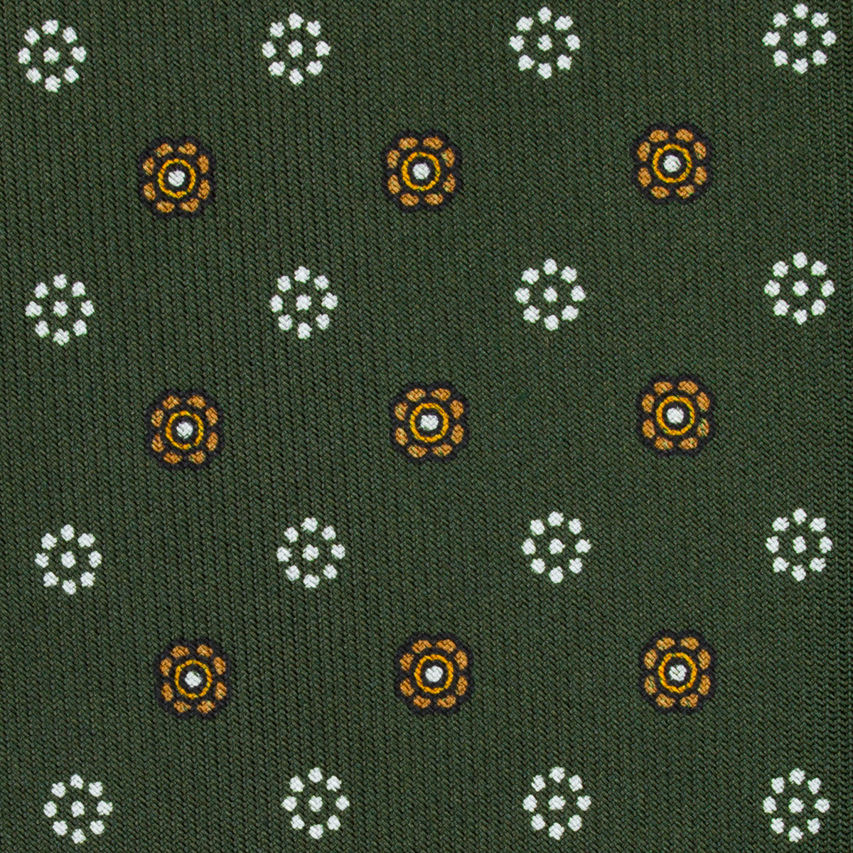 Floral Printed Silk Tie - Olive - Hand-Rolled