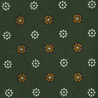 Floral Printed Silk Tie - Olive - Hand-Rolled