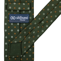 Floral Printed Silk Tie - Olive - Hand-Rolled