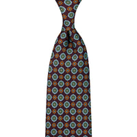 Floral Printed Silk Tie - Eggplant - Hand-Rolled