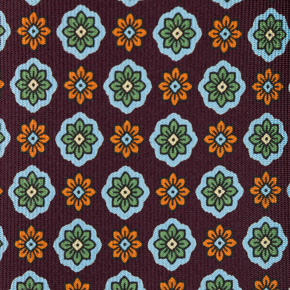 Floral Printed Silk Tie - Eggplant - Hand-Rolled
