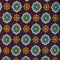 Floral Printed Silk Tie - Eggplant - Hand-Rolled