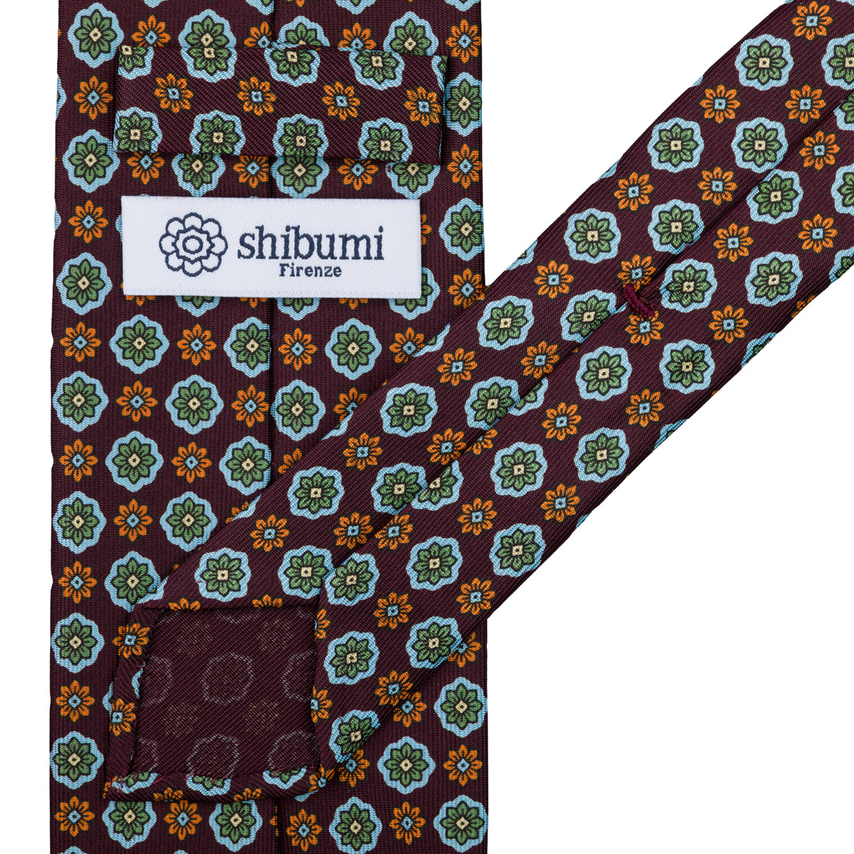 Floral Printed Silk Tie - Eggplant - Hand-Rolled