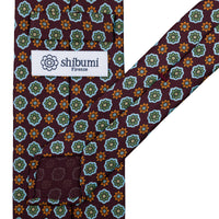 Floral Printed Silk Tie - Eggplant - Hand-Rolled