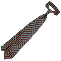 Floral Printed Silk Tie - Eggplant - Hand-Rolled