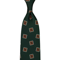 Floral Japanese Jacquard Silk Tie - Bottle Green - Hand-Rolled