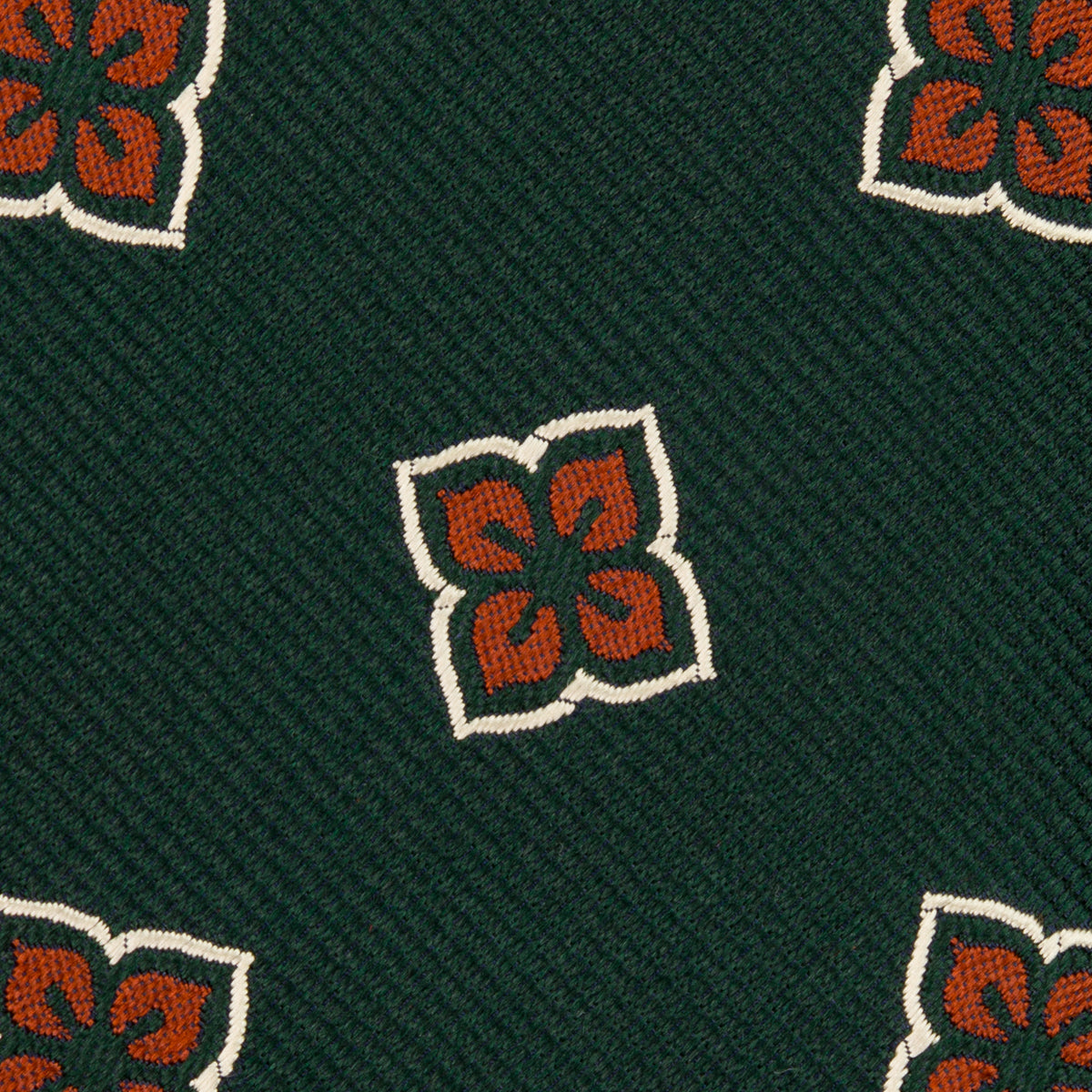 Floral Japanese Jacquard Silk Tie - Bottle Green - Hand-Rolled