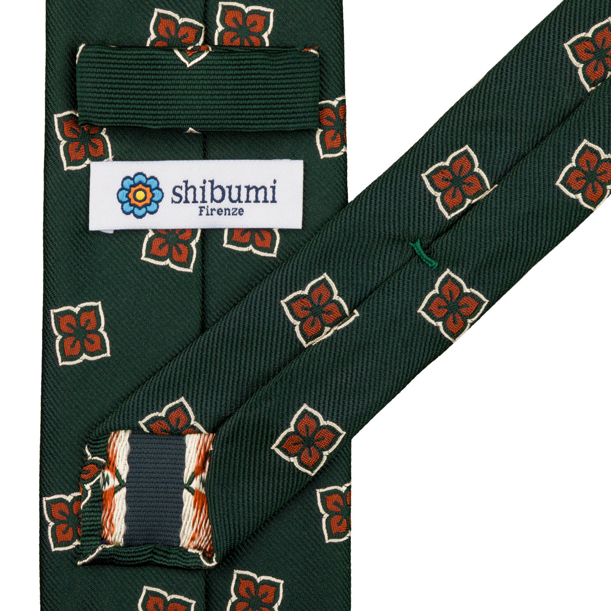 Floral Japanese Jacquard Silk Tie - Bottle Green - Hand-Rolled