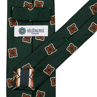 Floral Japanese Jacquard Silk Tie - Bottle Green - Hand-Rolled