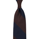Block Stripe Grenadine / Garza Fina Silk Tie - Navy / Brown