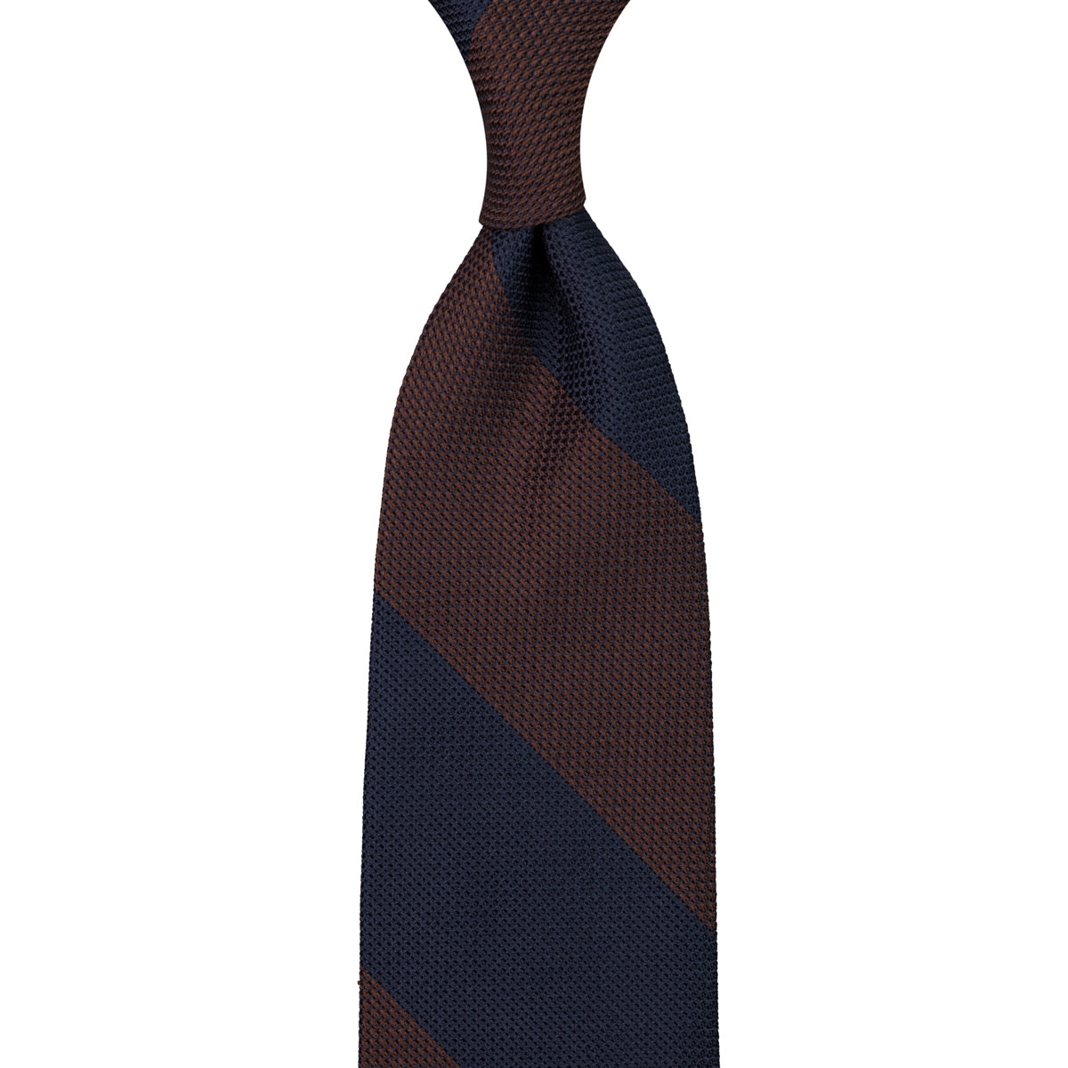 Block Stripe Grenadine / Garza Fina Silk Tie - Navy / Brown