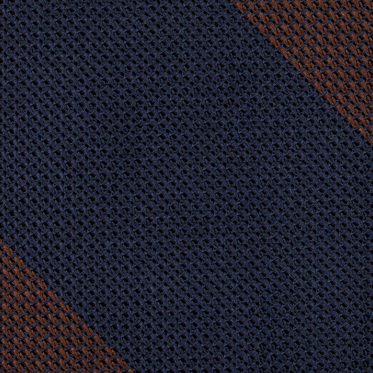 Block Stripe Grenadine / Garza Fina Silk Tie - Navy / Brown