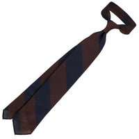 Block Stripe Grenadine / Garza Fina Silk Tie - Navy / Brown