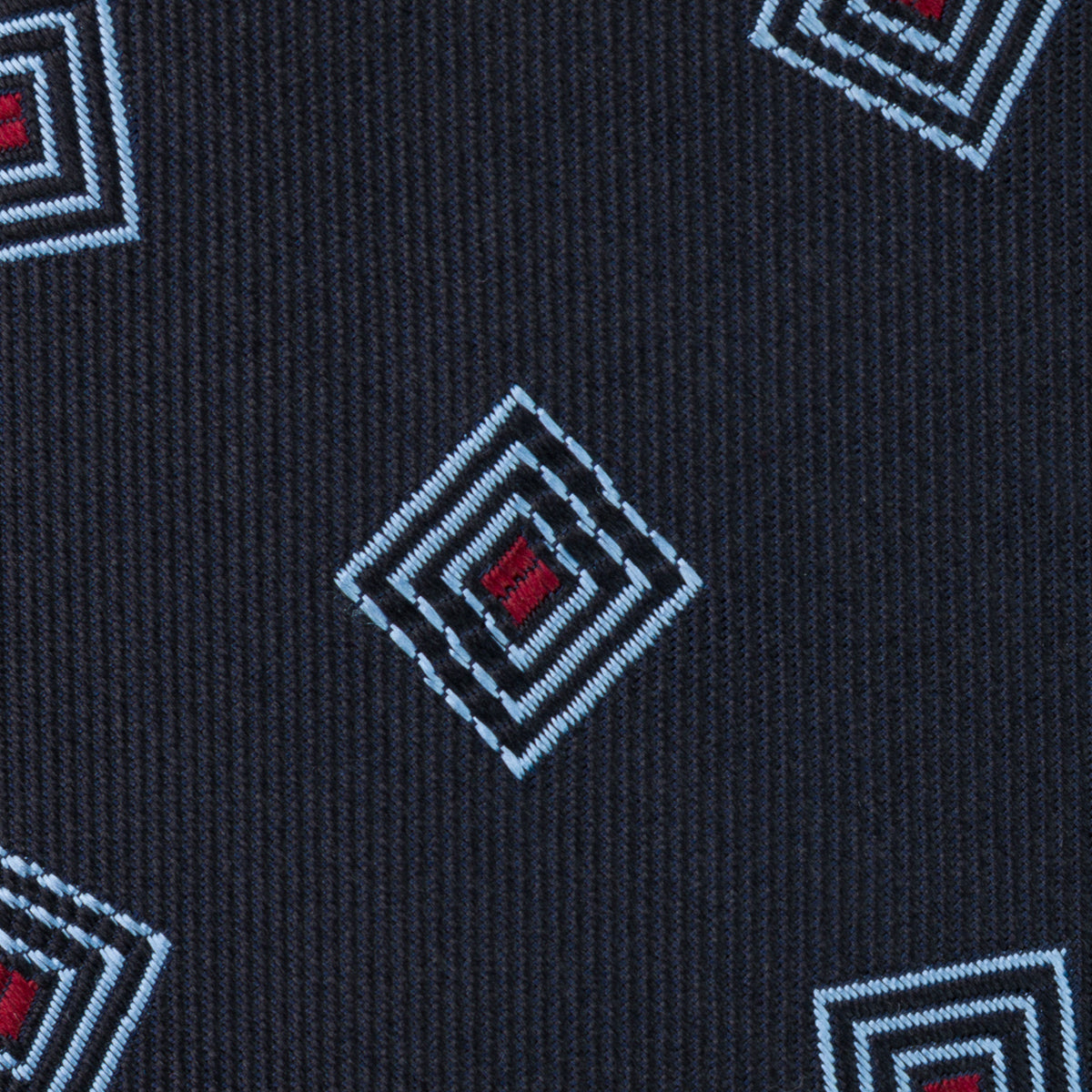 Geometrical Japanese Jacquard Silk Tie - Navy - Hand-Rolled