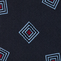 Geometrical Japanese Jacquard Silk Tie - Navy - Hand-Rolled