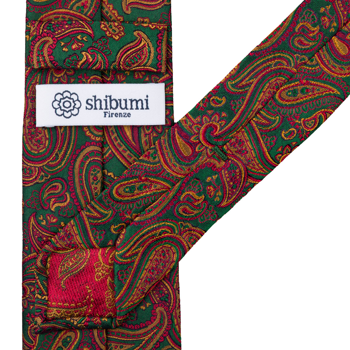 Paisley Jacquard Silk Tie - Forest - Hand-Rolled