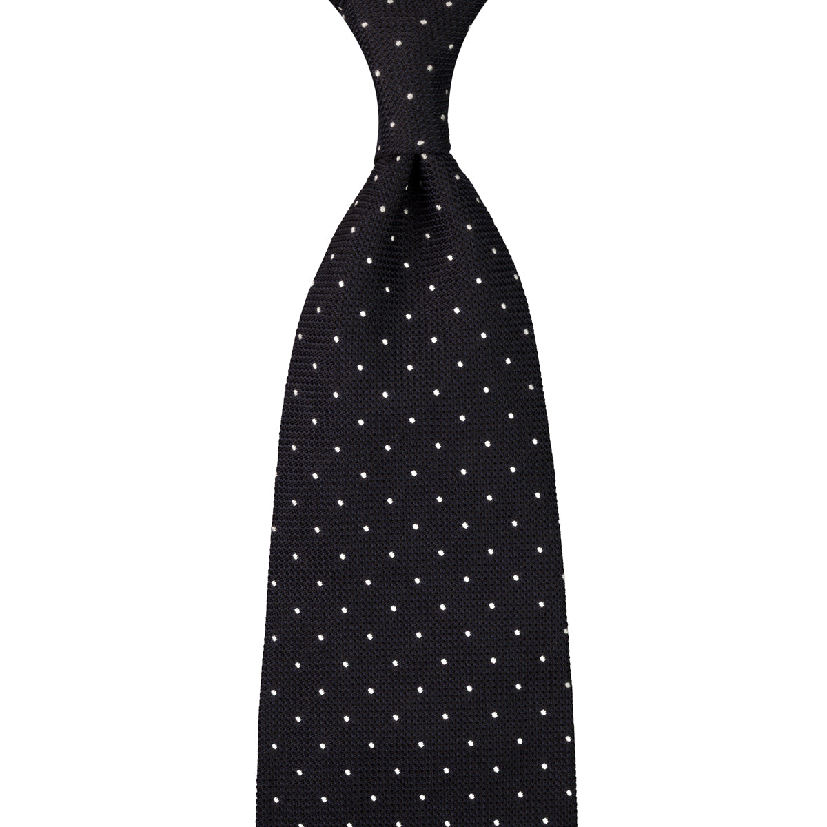Dotted Fina Grenadine Silk Tie - Black - Self-Tipped