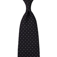 Dotted Fina Grenadine Silk Tie - Black - Self-Tipped