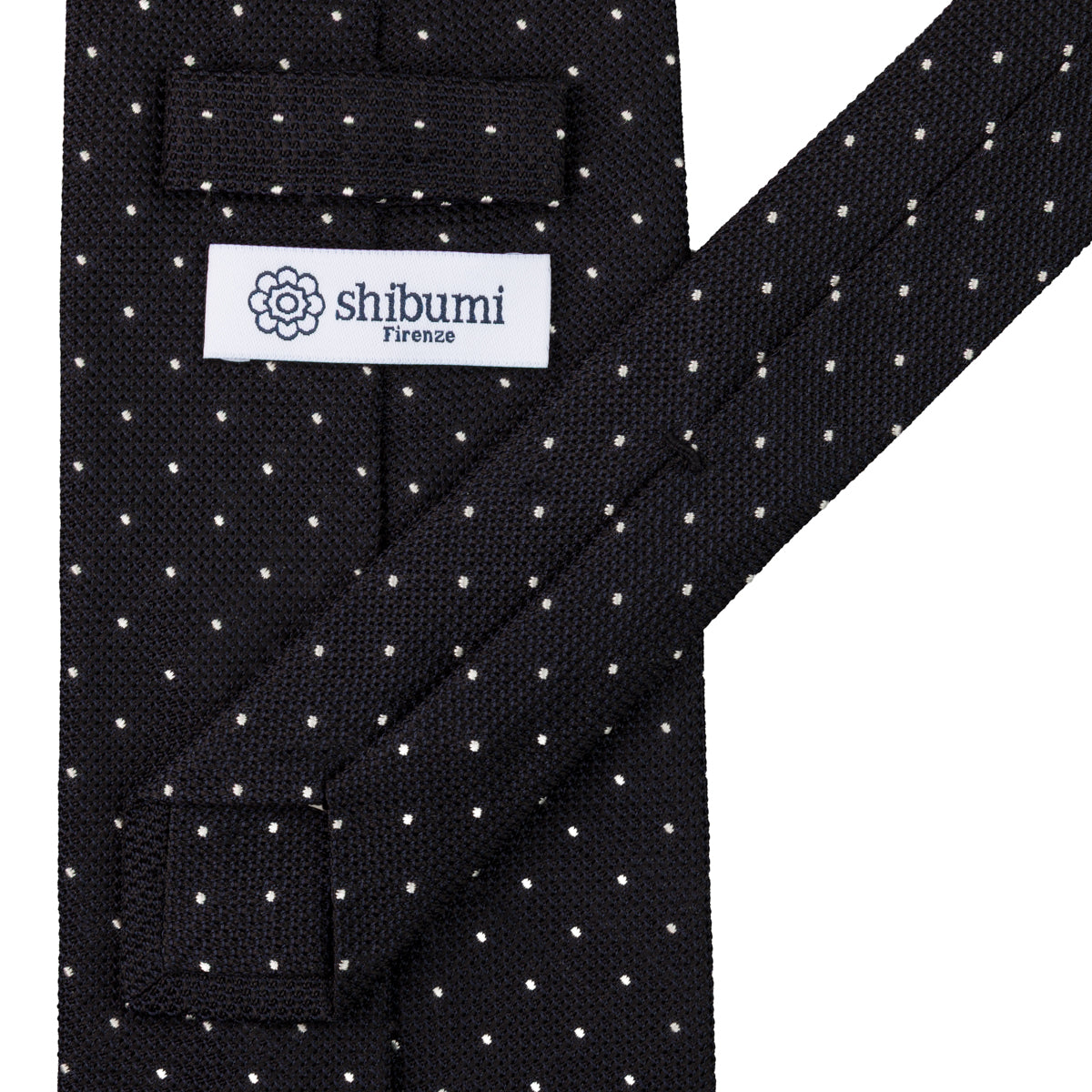 Dotted Fina Grenadine Silk Tie - Black - Self-Tipped