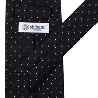 Dotted Fina Grenadine Silk Tie - Black - Self-Tipped