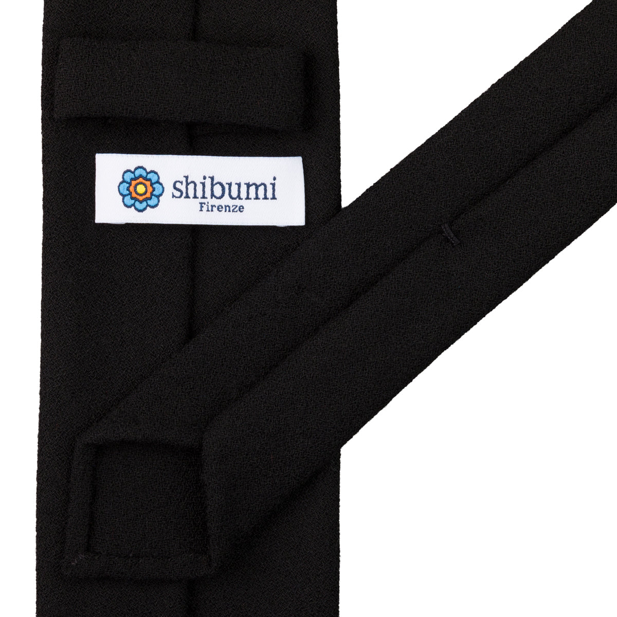 Plain Wool Crepe Tie - Black - Hand-Rolled