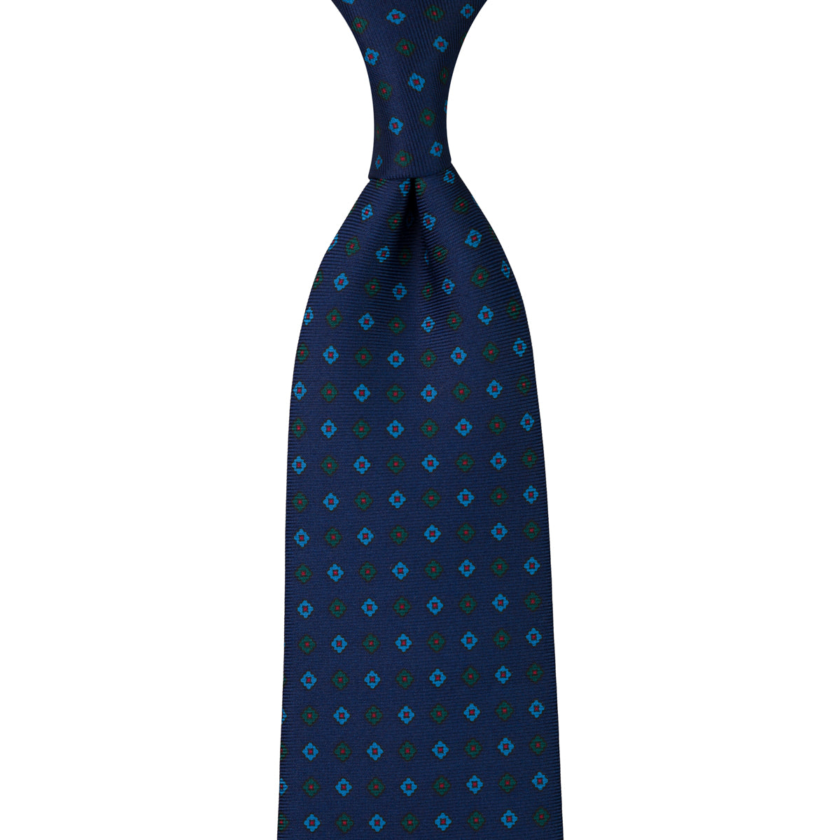 Floral Printed Silk Tie - Navy - Self-Tipped