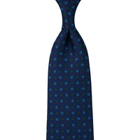 Floral Printed Silk Tie - Navy - Self-Tipped
