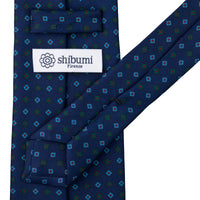 Floral Printed Silk Tie - Navy - Self-Tipped
