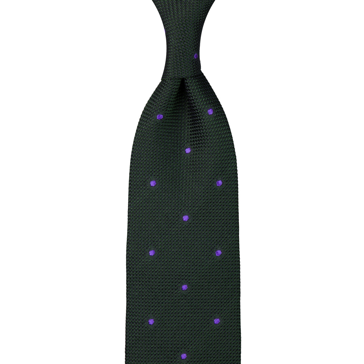Dotted Fina Grenadine Silk Tie - Forest - Hand-Rolled