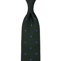 Dotted Fina Grenadine Silk Tie - Forest - Hand-Rolled