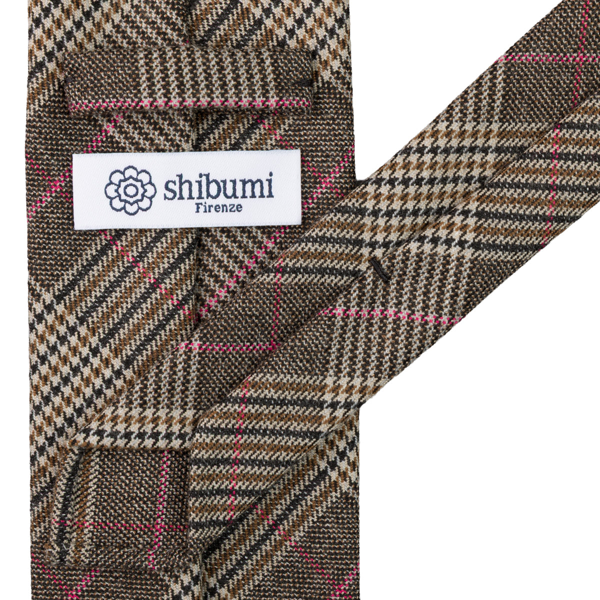 Checked Wool Tie - Brown - Hand-Rolled
