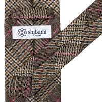 Checked Wool Tie - Brown - Hand-Rolled