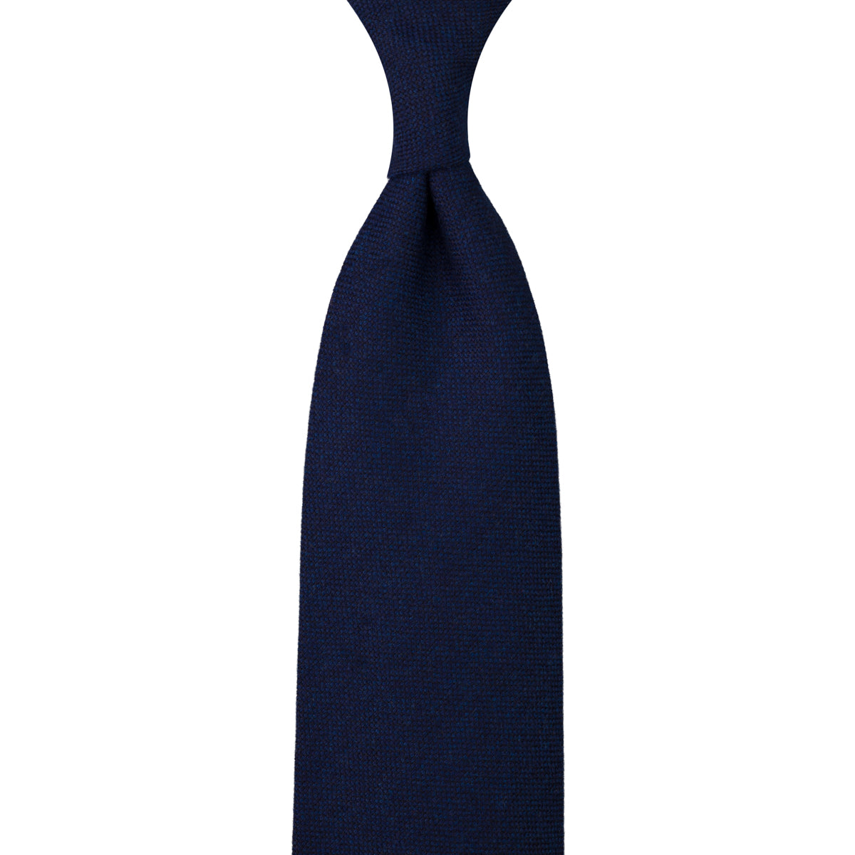 Plain Cashmere Tie - Navy - Self-Tipped
