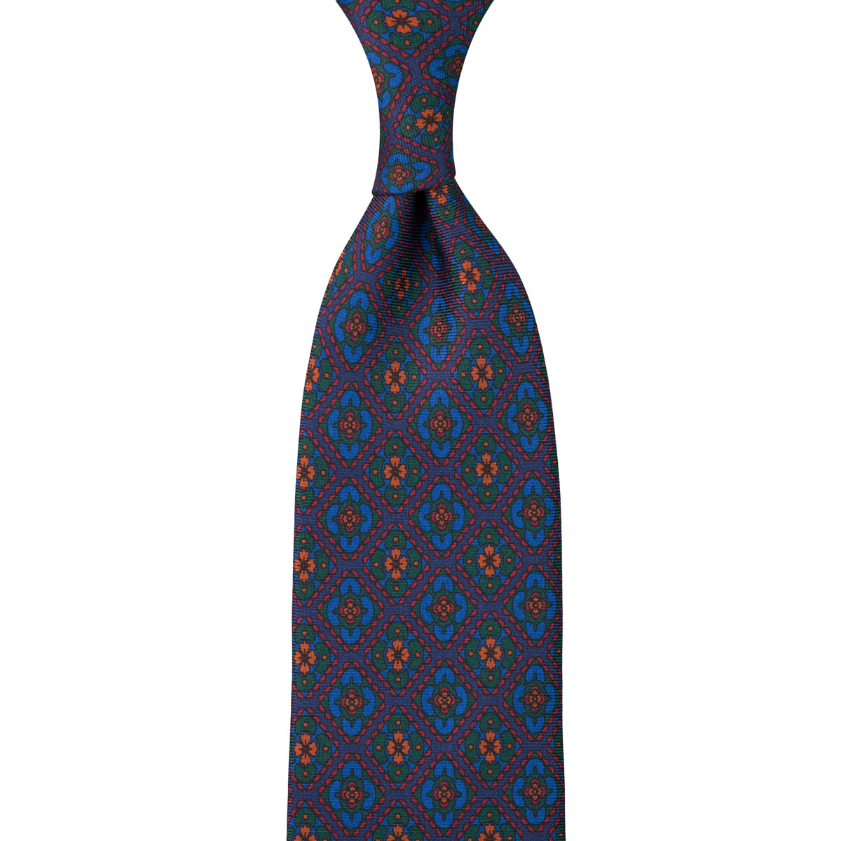 Ancient Madder Silk Tie - Navy - Hand-Rolled