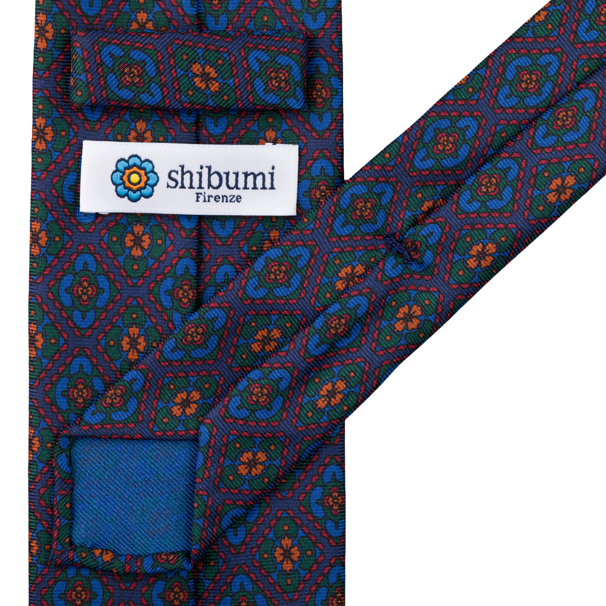 Ancient Madder Silk Tie - Navy - Hand-Rolled