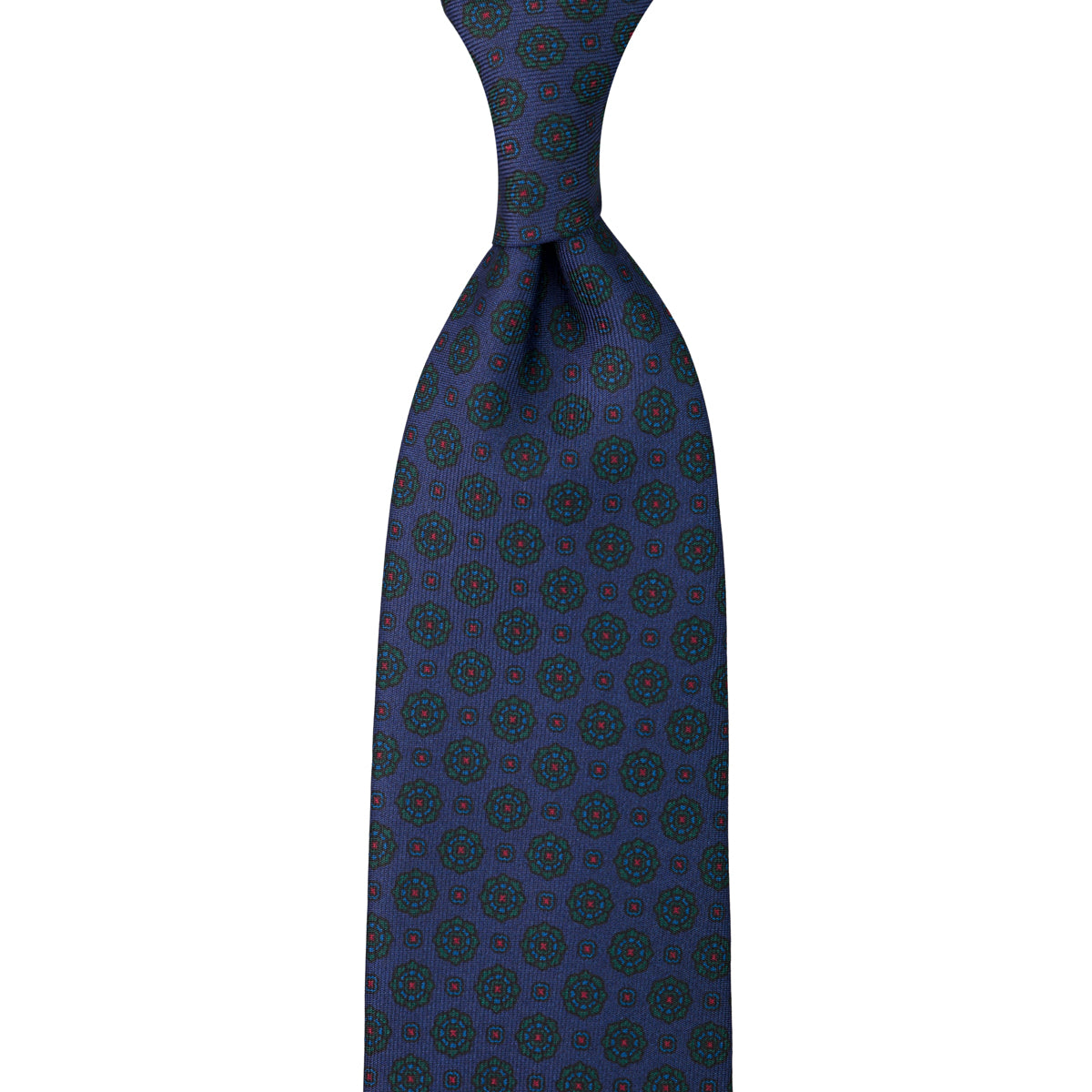 Ancient Madder Silk Tie - Navy - Hand-Rolled