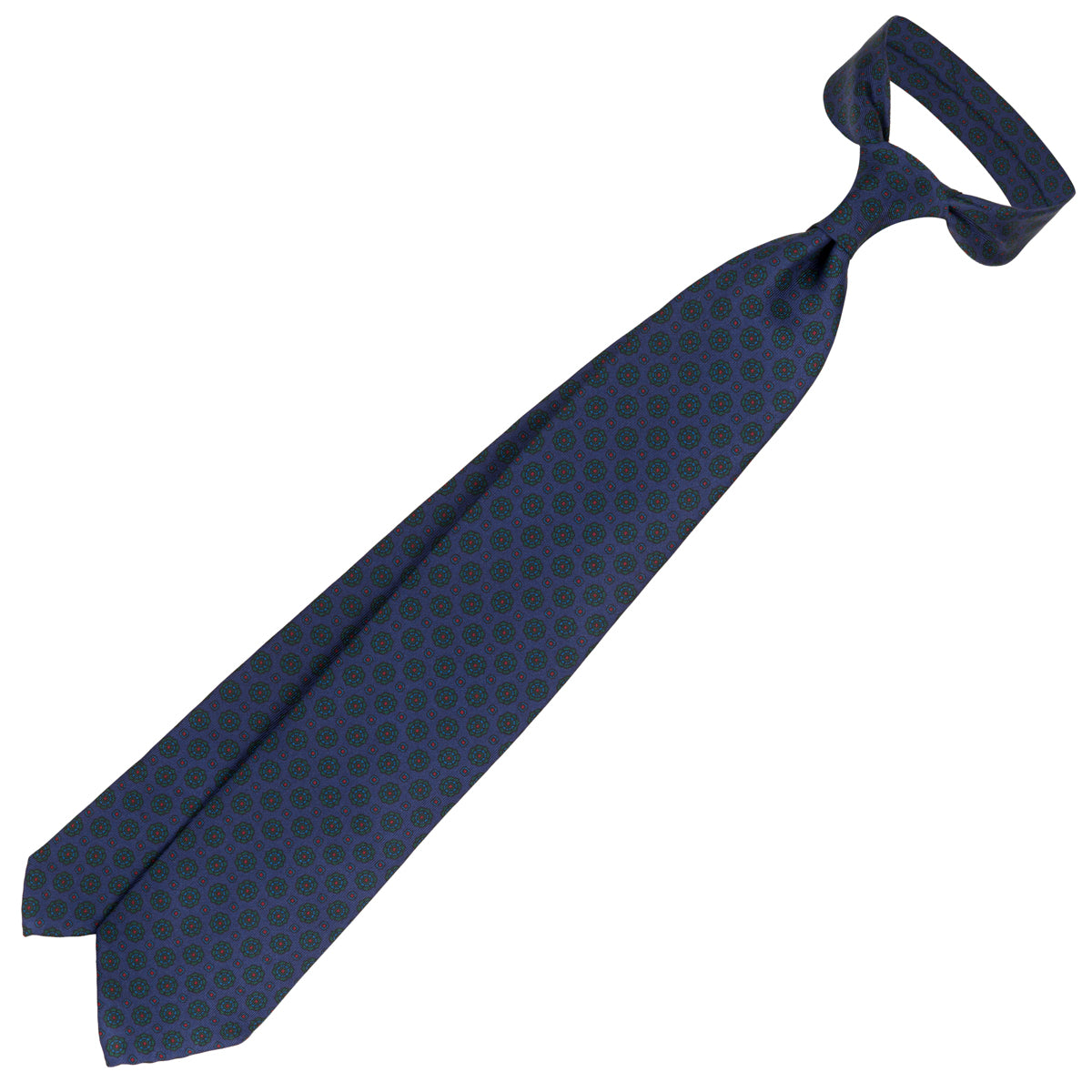 Ancient Madder Silk Tie - Navy - Hand-Rolled