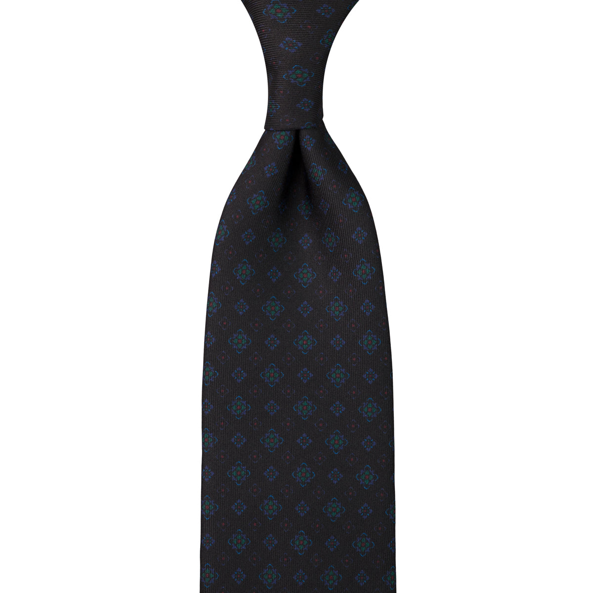 Ancient Madder Silk Tie - Black - Hand-Rolled