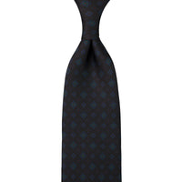 Ancient Madder Silk Tie - Black - Hand-Rolled