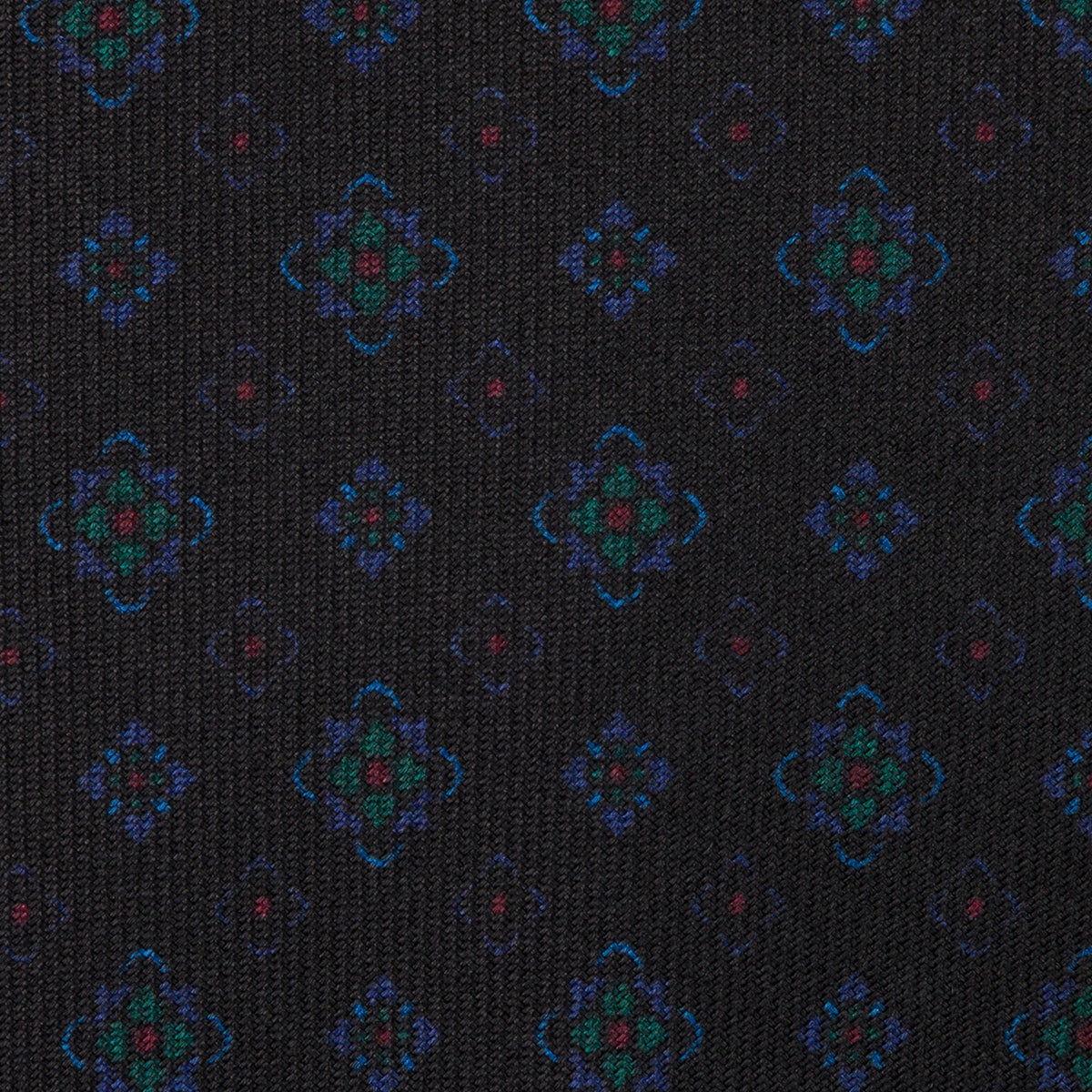 Ancient Madder Silk Tie - Black - Hand-Rolled