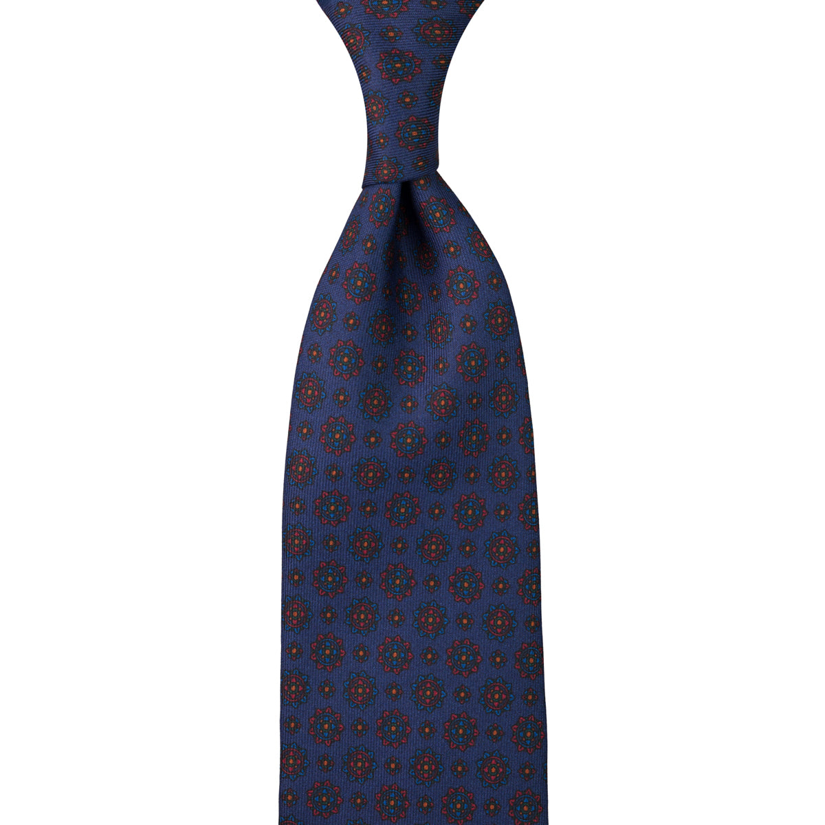 Ancient Madder Silk Tie - Navy - Hand-Rolled