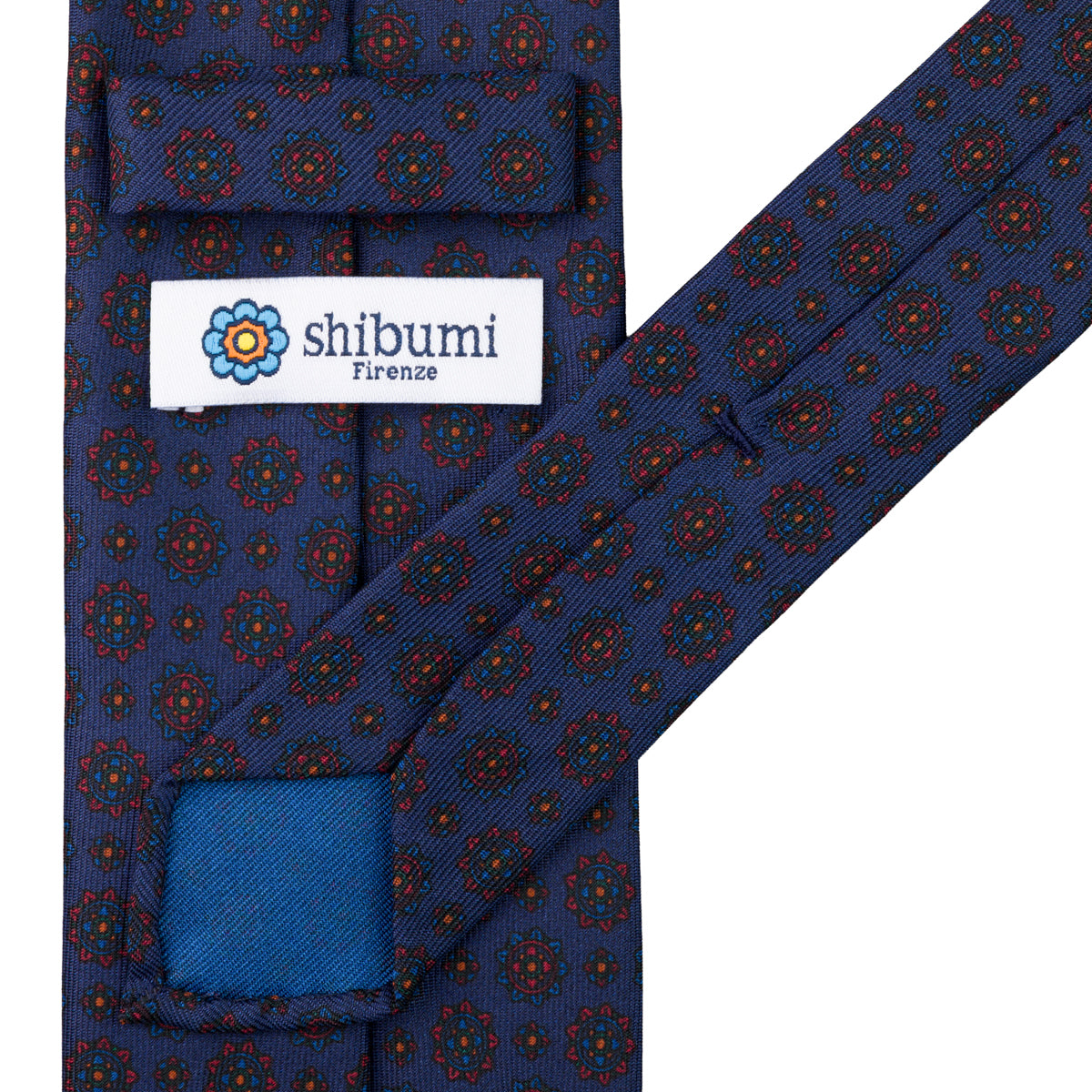 Ancient Madder Silk Tie - Navy - Hand-Rolled