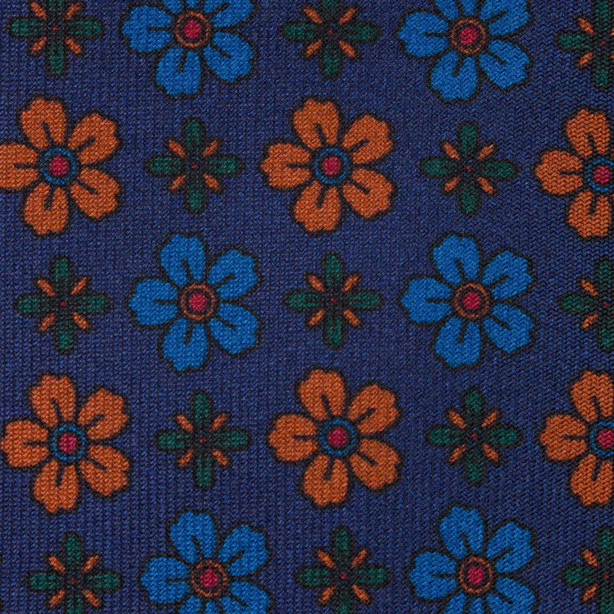 Ancient Madder Silk Tie - Navy - Hand-Rolled