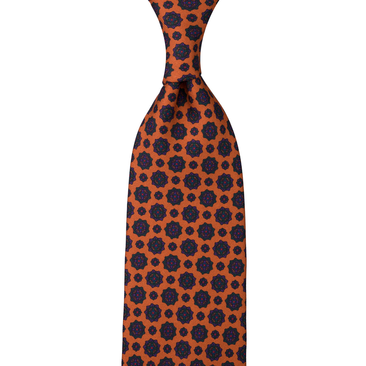Ancient Madder Silk Tie - Orange - Hand-Rolled
