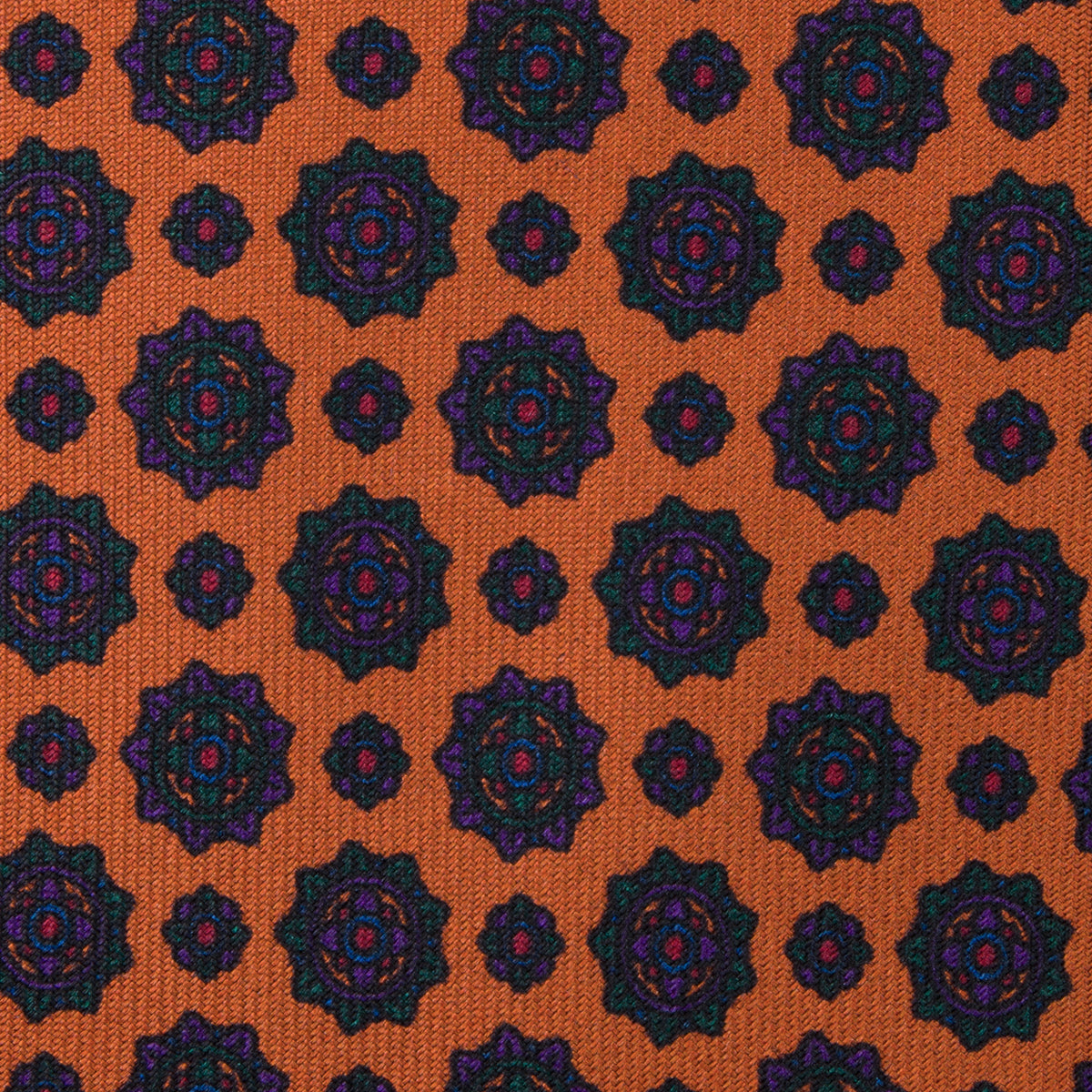 Ancient Madder Silk Tie - Orange - Hand-Rolled